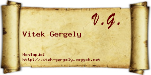 Vitek Gergely névjegykártya